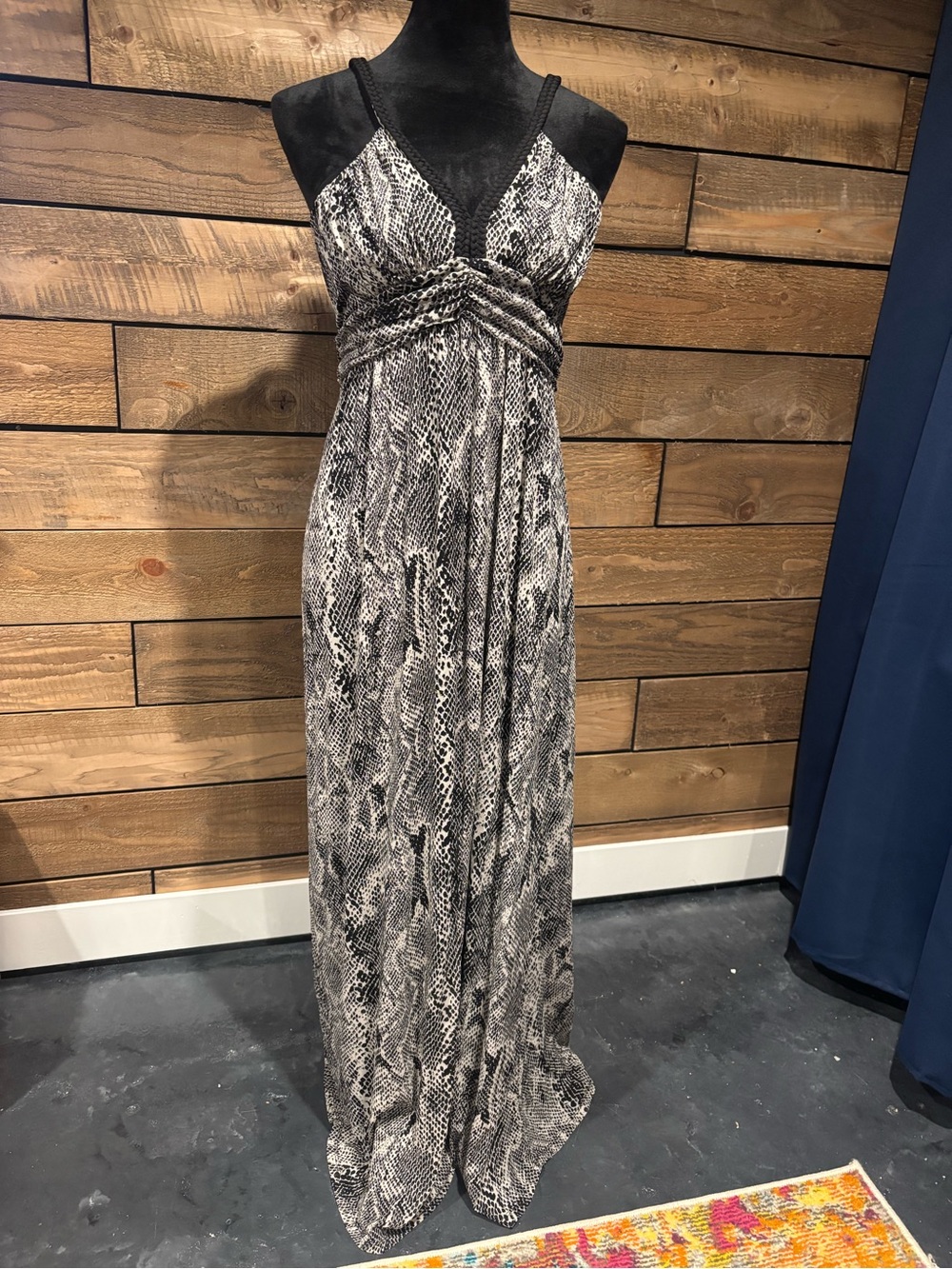 Express Black and White Snake-Print Maxi Dress